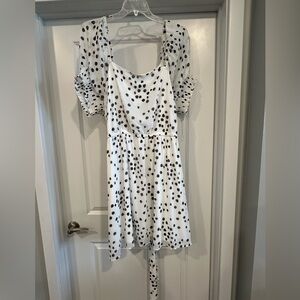 White Dress with Black Polka Dots